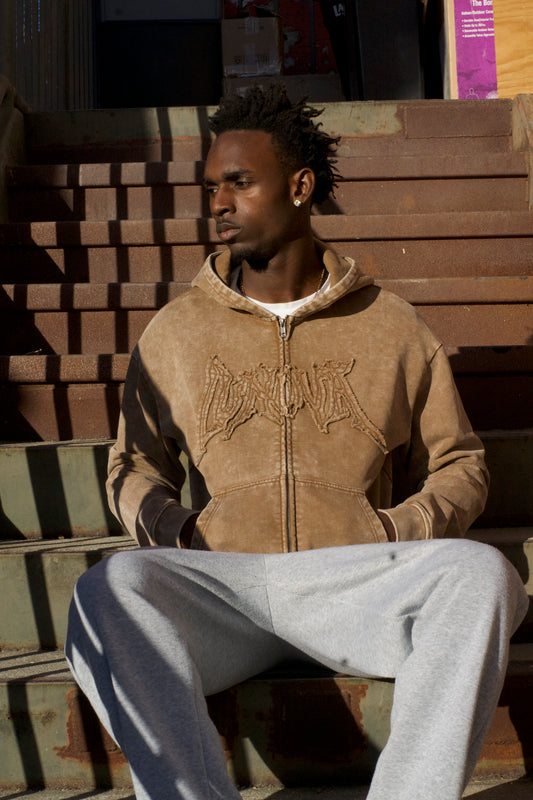 Brown Zip-Up Hoodie